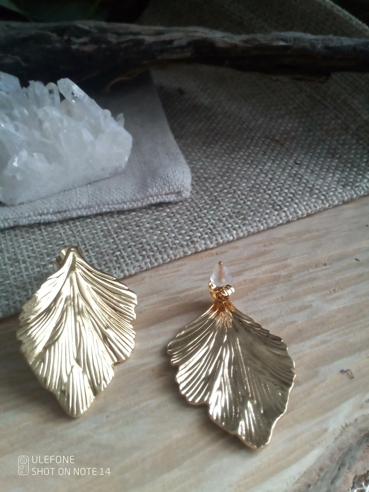 Boucles d'oreilles bohèmes feuilles dorées – photo 3